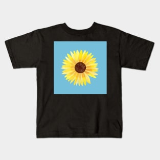 Sunflower Watercolor Illustration with a light blue background Kids T-Shirt